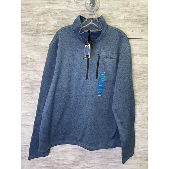 Eddie Bauer Sweater 2XL Mens Long Sleeve Blue 1/4 Zip Pullover - Picture 1 of 12